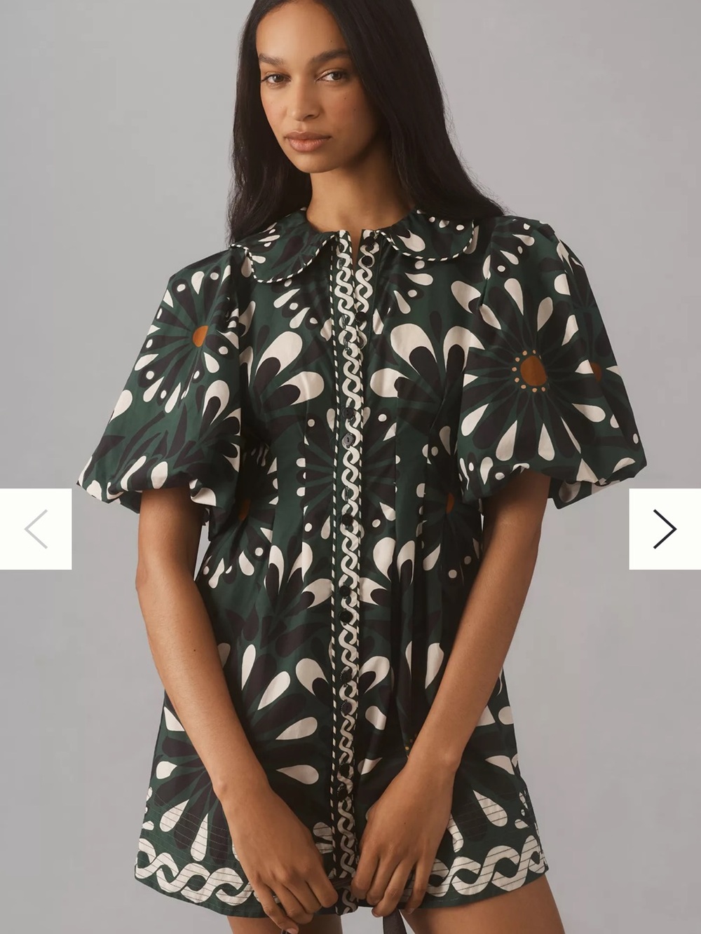 FARM Rio Green Ainika Flowers Short Sleeve Mini Dress